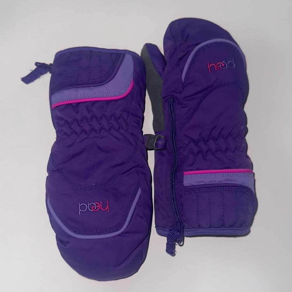 HEAD Purple Winter Zipper + Clip Mittens | Kids Small
